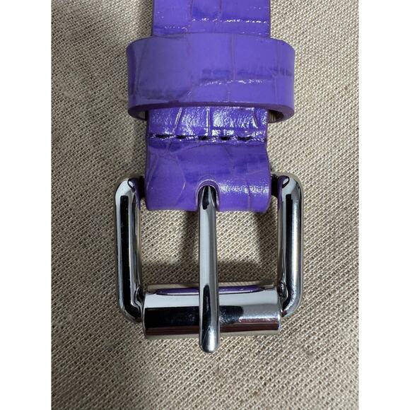 Rebecca Minkoff Belt Womens One Size Purple Crocodile Embossed Studded Patent - Picture 3 of 8